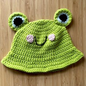 Cute Homemade Crochet Frog Bucket Hat